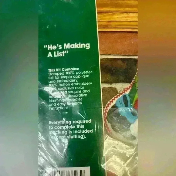 Bucilla Vintage Christmas Heirloom He's Making A List Jeweled Stitchery Stocking - Picture 5 of 5